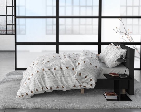 Sleeptime Buttons - Verwarmend Flanel 2-persoons (200 x 200/220 cm + 2 kussenslopen) Dekbedovertrek - Grijs