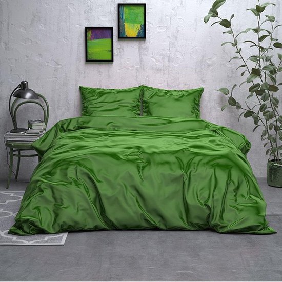 Sleeptime Satijn Geweven Uni - 1-persoons (140 x 220 cm + 1 kussensloop) Dekbedovertrek - Groen