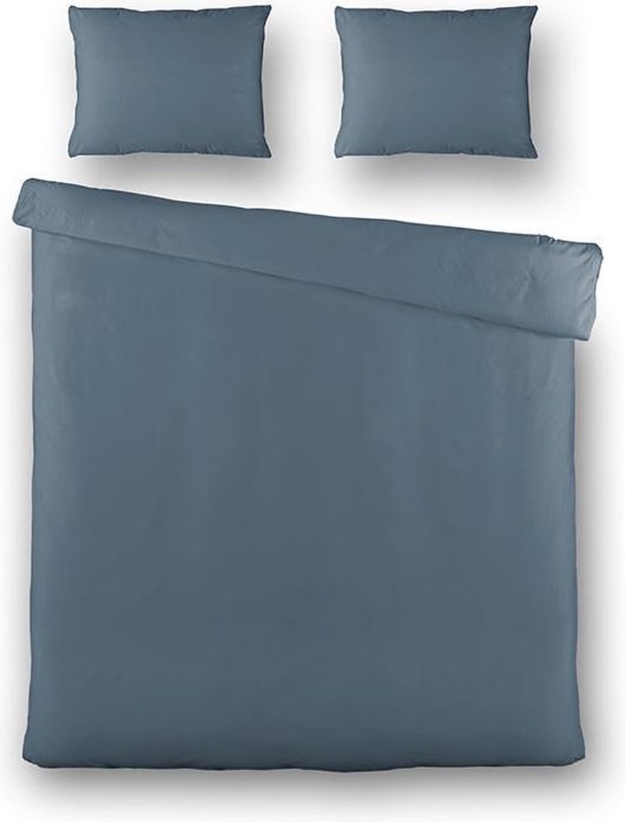 Presence Plain Percale - Donker 2-persoons (200 x 240 cm + 2 kussenslopen) Dekbedovertrek - Blauw