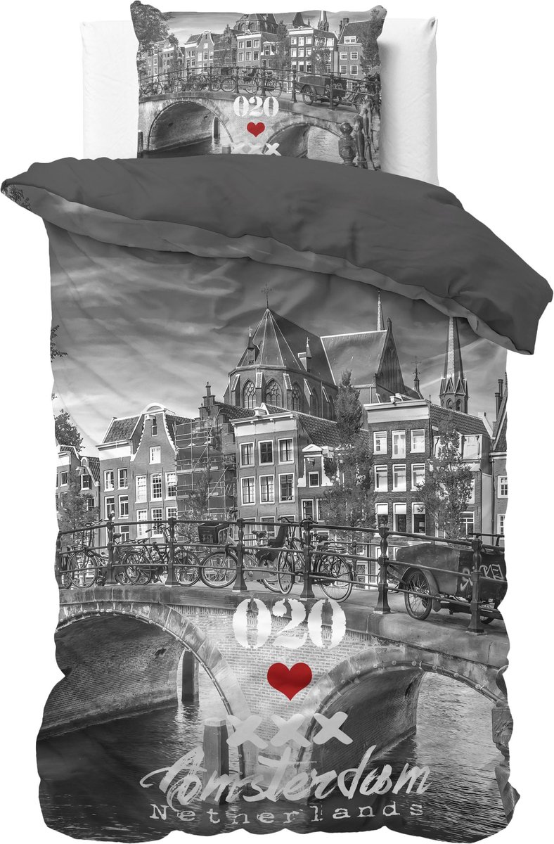 Dreamhouse Amsterdam 020 - Antraciet 1-persoons (140 x 220 cm + 1 kussensloop) - Grijs