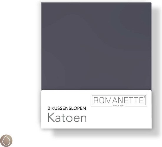 Romanette 2-PACK: Kussenslopen - Antraciet - Grijs