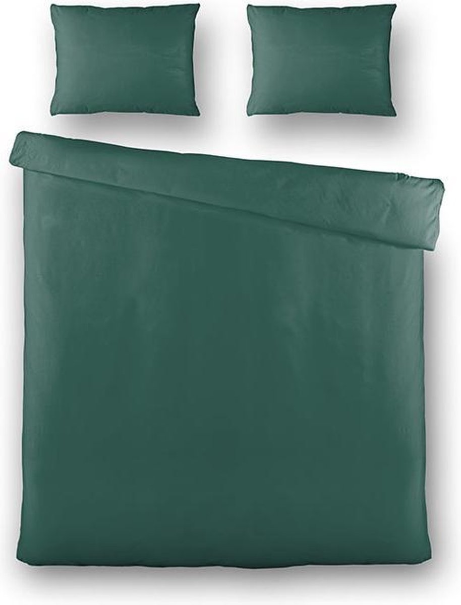 Presence Plain Percale - Donker Lits-jumeaux (240 x 240 cm + 2 kussenslopen) Dekbedovertrek - Groen