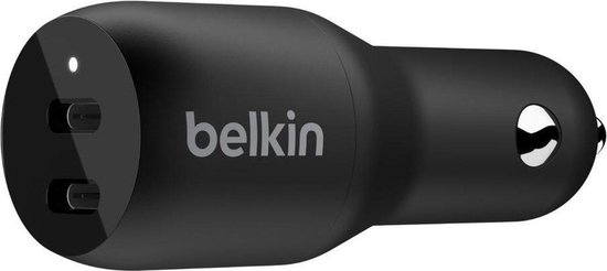 Belkin Dual USB-C Power Delivery Car Charger 36 Watt - Negro