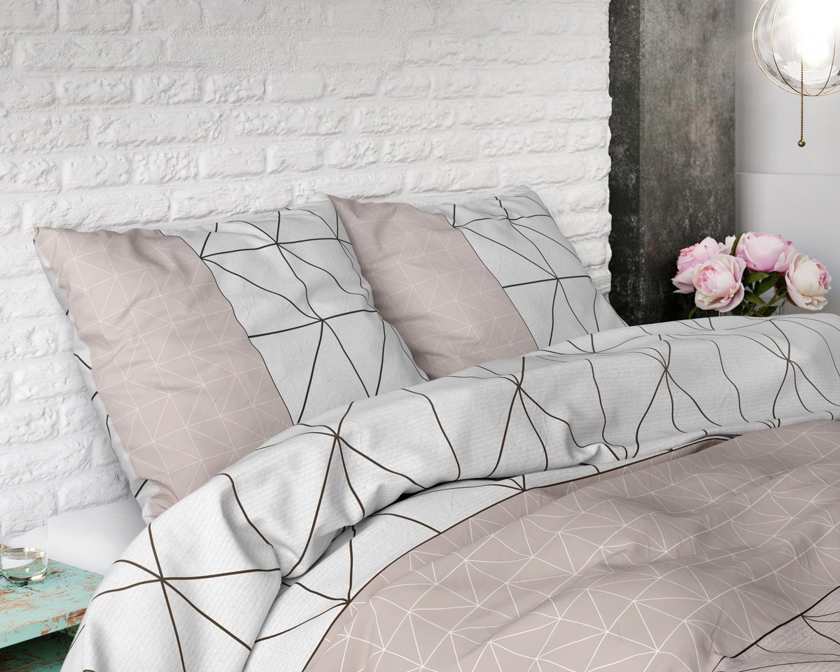 Sleeptime Geometric - Verwarmend Flanel - Taupe 2-persoons (200 x 200/220 cm + 2 kussenslopen) Dekbedovertrek