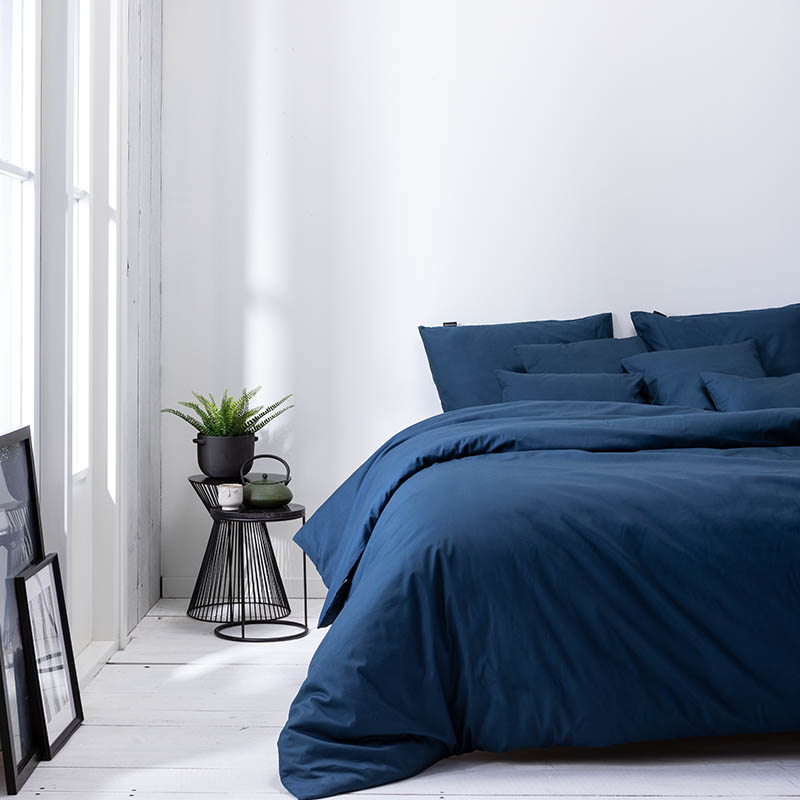 Presence Plain Percale - Navy 2-persoons (200 x 240 cm + 2 kussenslopen) Dekbedovertrek - Blauw