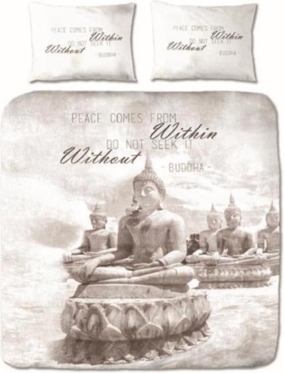 Cotton Collection Buddha 1-persoons (140 x 200/220 cm + 1 kussensloop) - Grijs