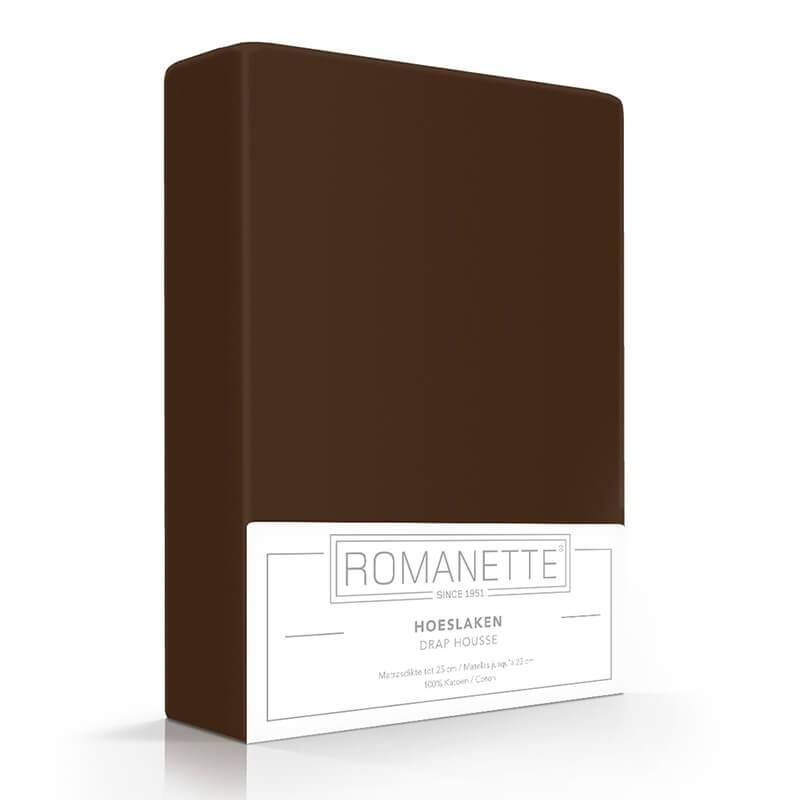 Romanette Luxe Hoeslaken Katoen - 160 x 200 - Bruin