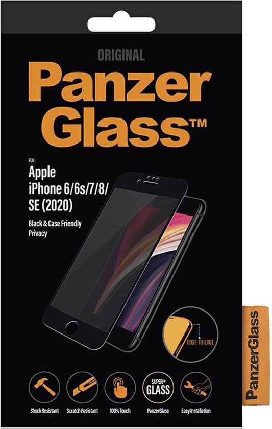PanzerGlass Apple iPhone 6/6s/7/8/SE (2020) Privacy Case Friendly - Zwart