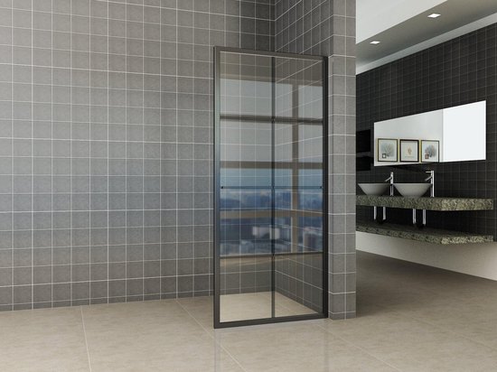 Wiesbaden Horizon inloopdouche 100x200cm met 10mm helder NANO glas met handdoekhouder mat 20.3961 - Zwart