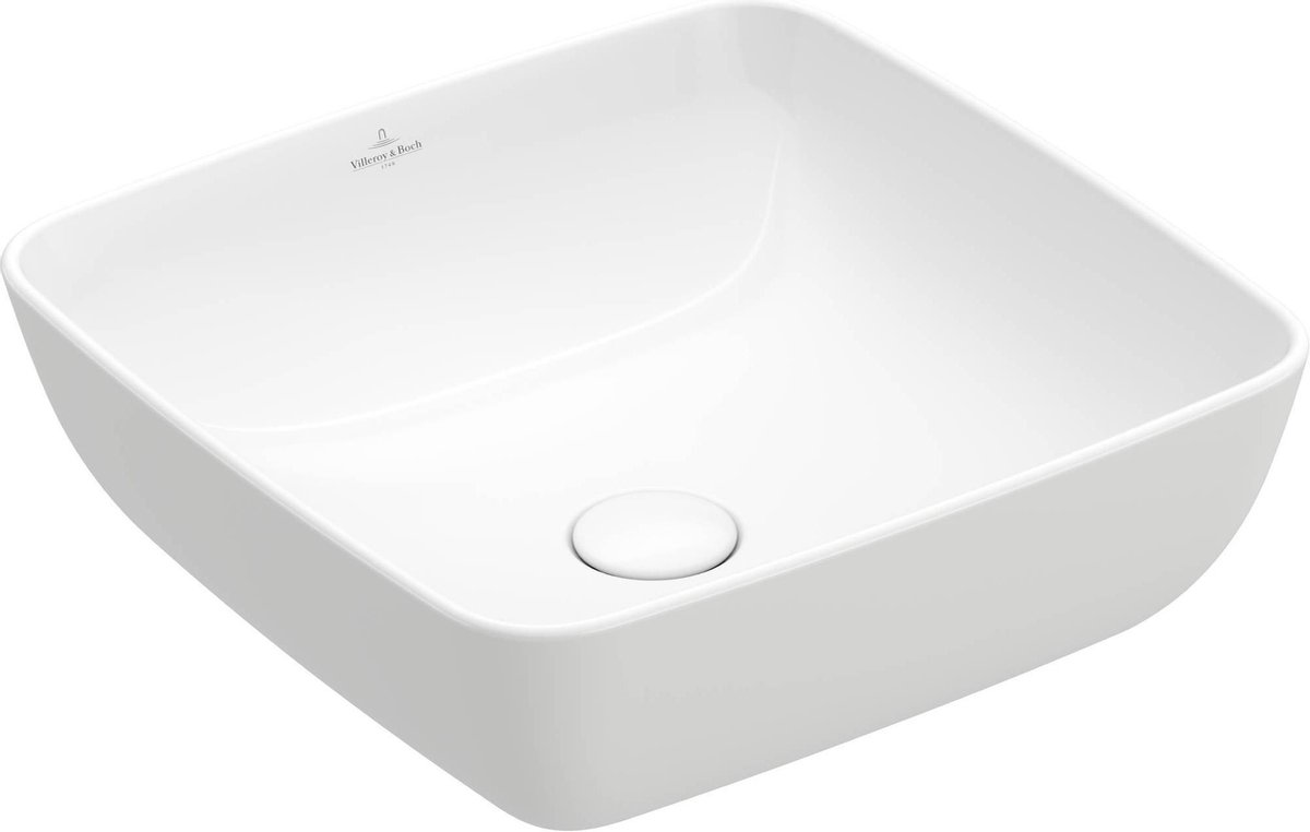 Villeroy & Boch Villeroy en boch Artis opzetwastafel 41x41cm zonder kraangat zonder overloop ceramic+ 417841r1 - Blanco