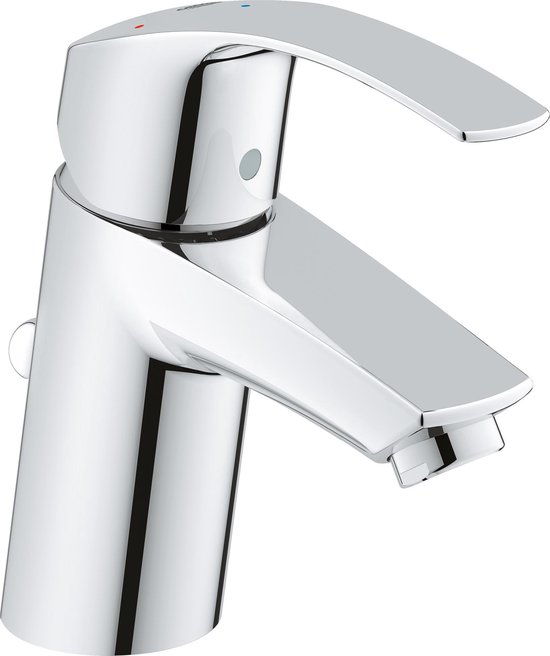 Grohe Eurosmart 1 gats wastafelkraan S size met trekwaste met 35mm ES cartouche (koude start) chroom 32926002