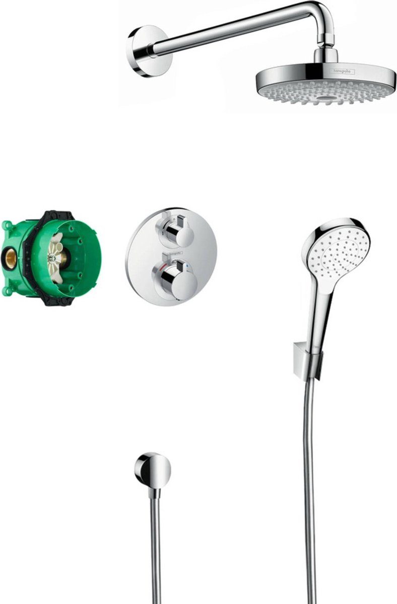 Hansgrohe Croma select s showerset compleet met ecostat s thermostaat chroom 27295000