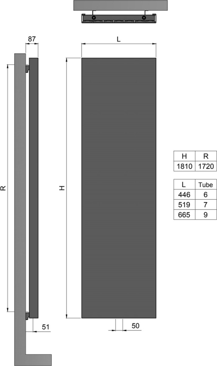 Royal Plaza Timothy radiator 670x1810 mm n9 1328w wit 79780