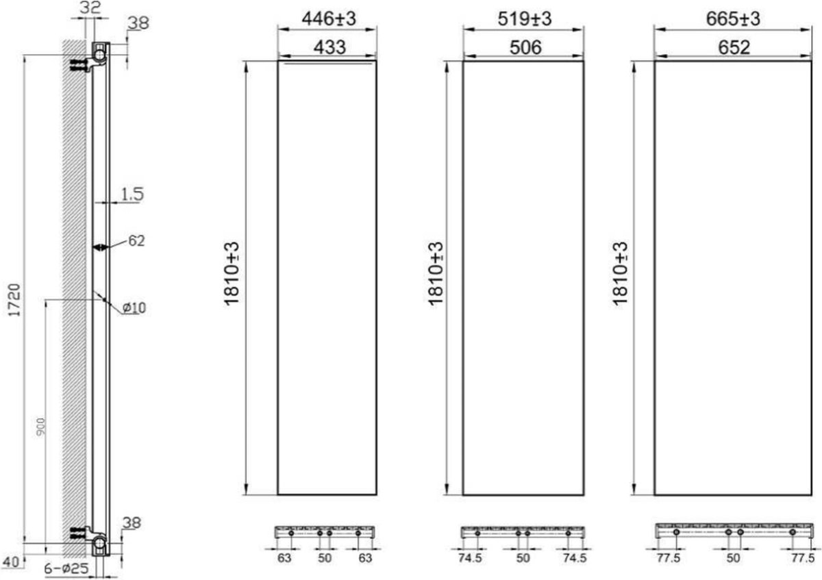 Royal Plaza Timothy radiator 670x1810 mm n9 1328w wit 79780