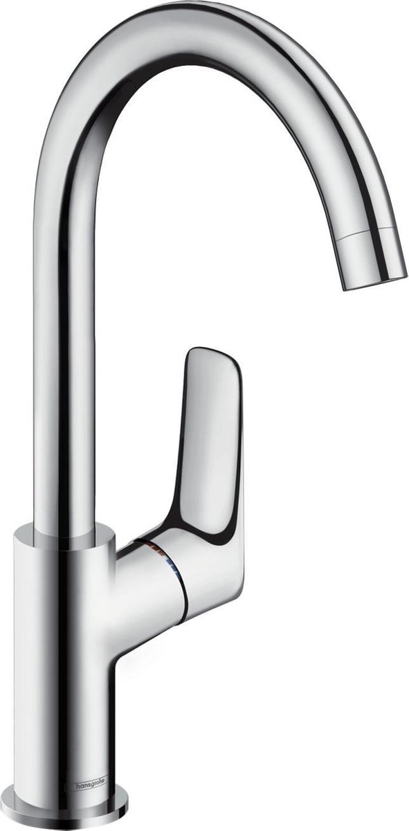 Hansgrohe Logis 1 gats wastafelkraan 210 met hoge 120° draaibare uitloop chroom 71131000