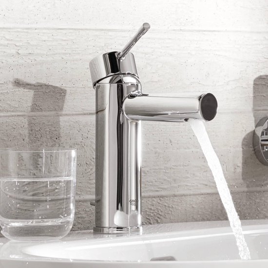 Grohe Essence New 1 gats wastafelkraan S size EcoJoy met 28mm cartouche chroom 34294001