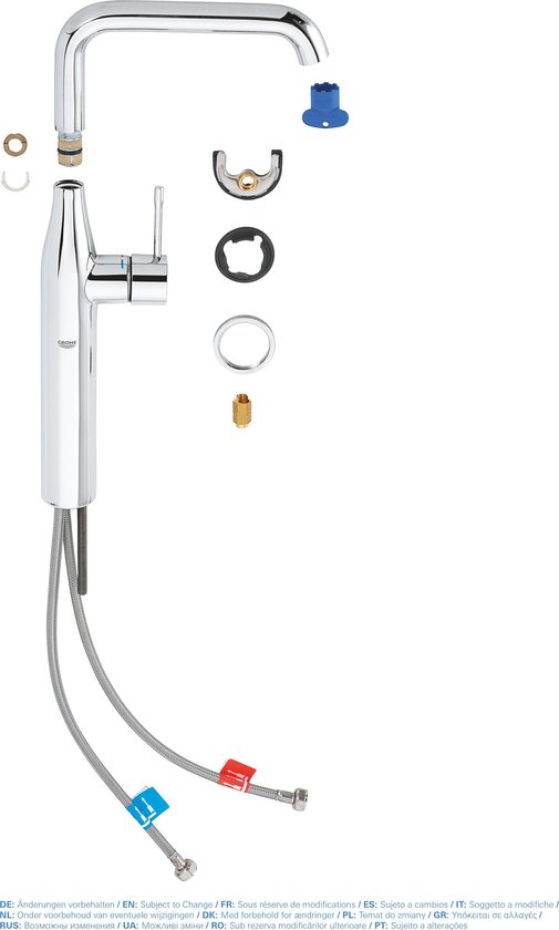 Grohe Essence New 1 gats wastafelkraan XL met hoge draaibare uitloop EcoJoy met 28mm cartouche chroom 32901001