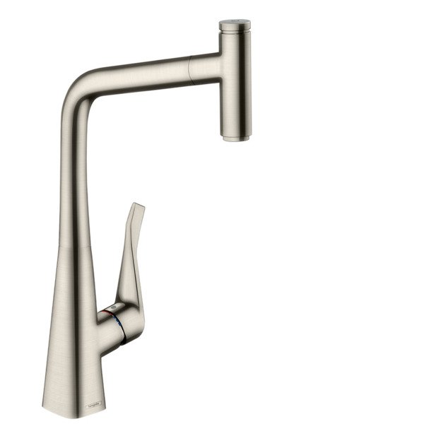 Hansgrohe Metris select keukenkraan met uittrekbare kraanuitloop rvs look 14884800