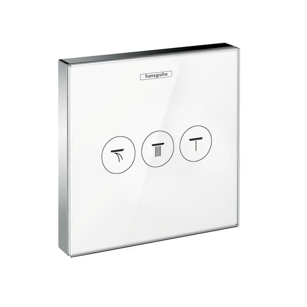 Hansgrohe ShowerSelect Glass afbouwdeel voor inbouw stopkraan voor 3 functies wit/chroom 15736400