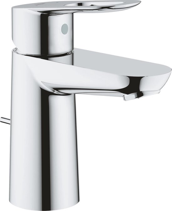 Grohe Bau Loop 1 gats wastafelkraan met waste met open greep chroom 23335000