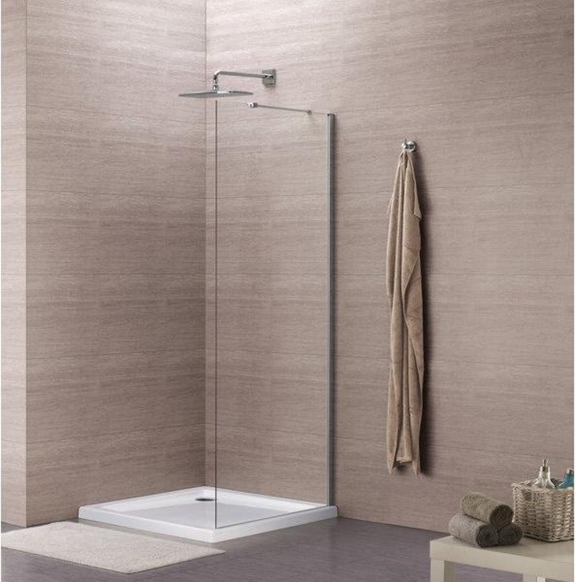 Royal Plaza Clever zijwand voor draaideur 90x195cm chroom profiel helder glas met Clean coating 55920