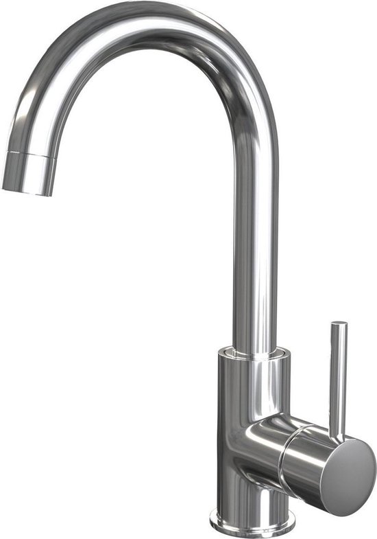 Brauer Chrome Edition wastafelmengkraan hoge draaibare uitloop opbouw met standaardgreep ColdStart gepolijst chroom 5500.05CS