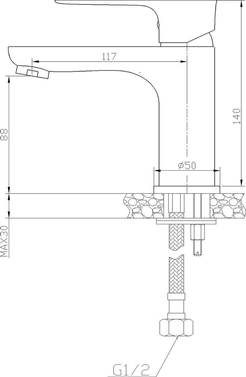 Wiesbaden Casma eenhendel wastafelmengkraan laag wit chroom 29.4266