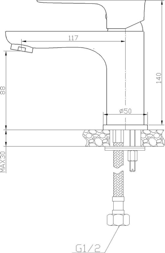 Wiesbaden Casma eenhendel wastafelmengkraan laag wit chroom 29.4266