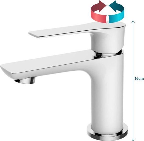 Wiesbaden Casma eenhendel wastafelmengkraan laag wit chroom 29.4266