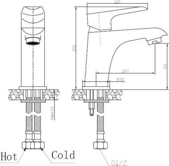 Wiesbaden Tarma eenhendel wastafelmengkraan laag chroom 29.4250