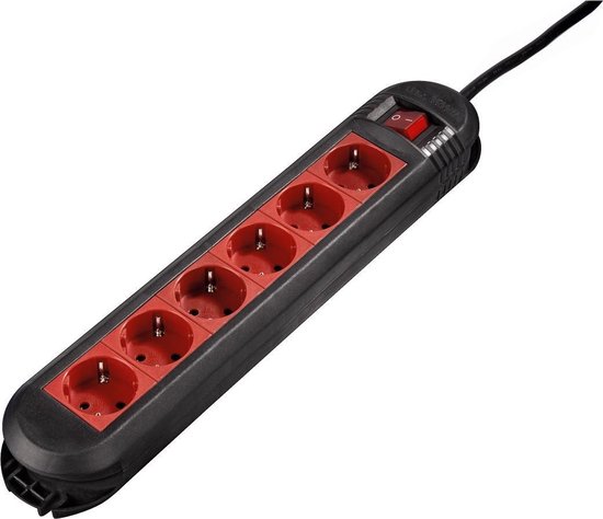 Hama Stekkerdoos Colour 6-voudig 1,5 m - 47886 - Rood