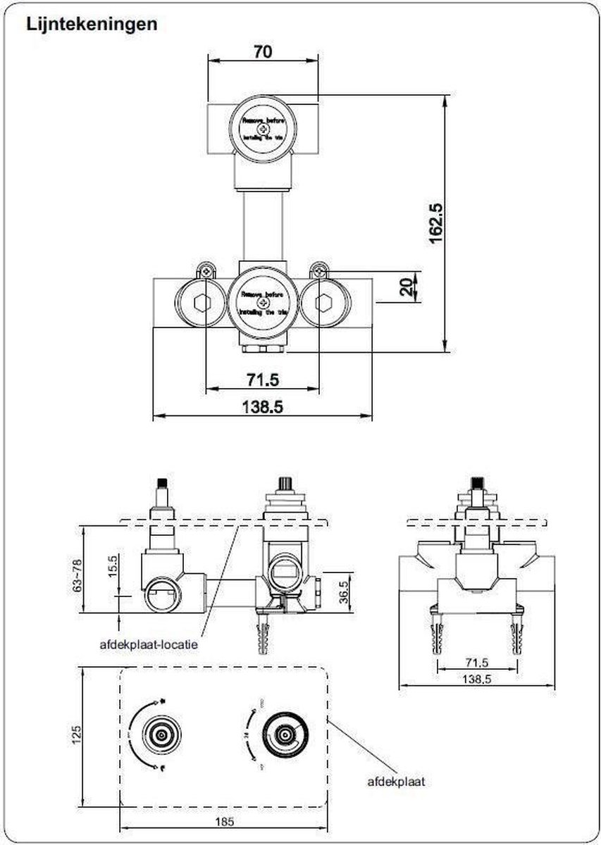 Wiesbaden Caral Inbouwdeel 2 wegs douchethermostaat 29.2500