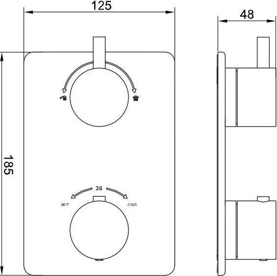 Wiesbaden Caral afbouwdeel thermostatisch 2 weg chroom 29.2510