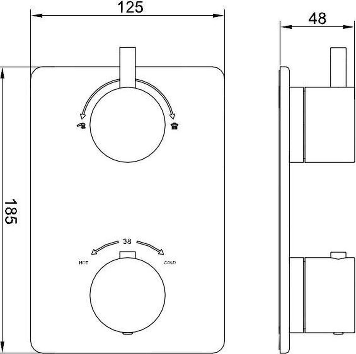 Wiesbaden Caral afbouwdeel thermostatisch 2 weg chroom 29.2510