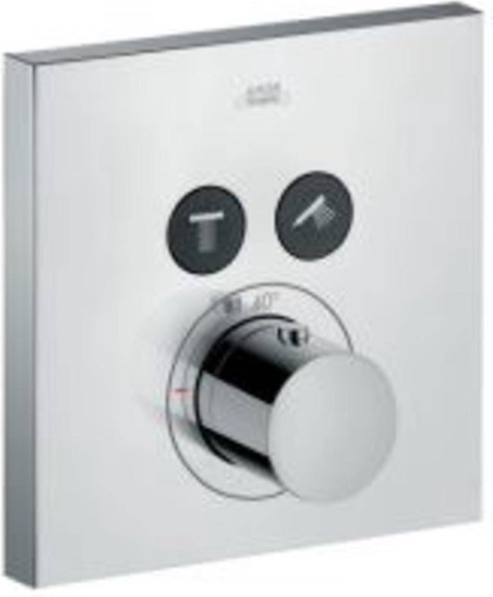 Axor Showerselect square afdekset thermostaat met stopkraan voor 2 functies chroom 36715000