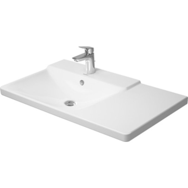 Duravit P3 Comforts meubelwastafel asymmetrisch met wastafel links 85x50cm met 1 kraangat met overloop 2333850000 - Blanco