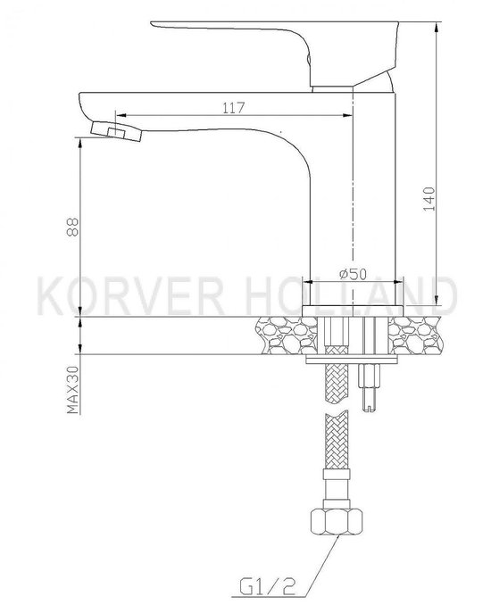 Wiesbaden Casma eenhendel-wastafelmengkraan laag/chroom 29.4267 - Zwart