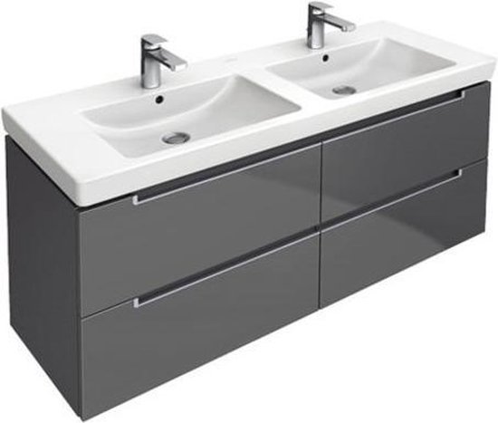 Villeroy & Boch Villeroy en Boch Subway 2.0 meubelwastafel dubbel 130x47cm met 2 kraangaten met overloop 7175d001 - Wit