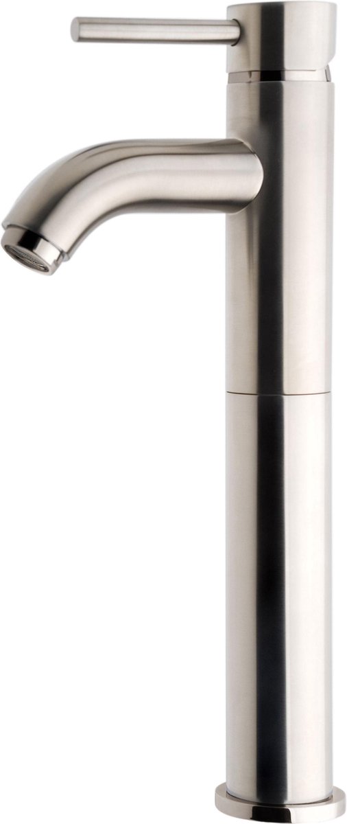 Wiesbaden Cadans wastafelmengkraan hoog model met klikwaste geborsteld staal 29.4105