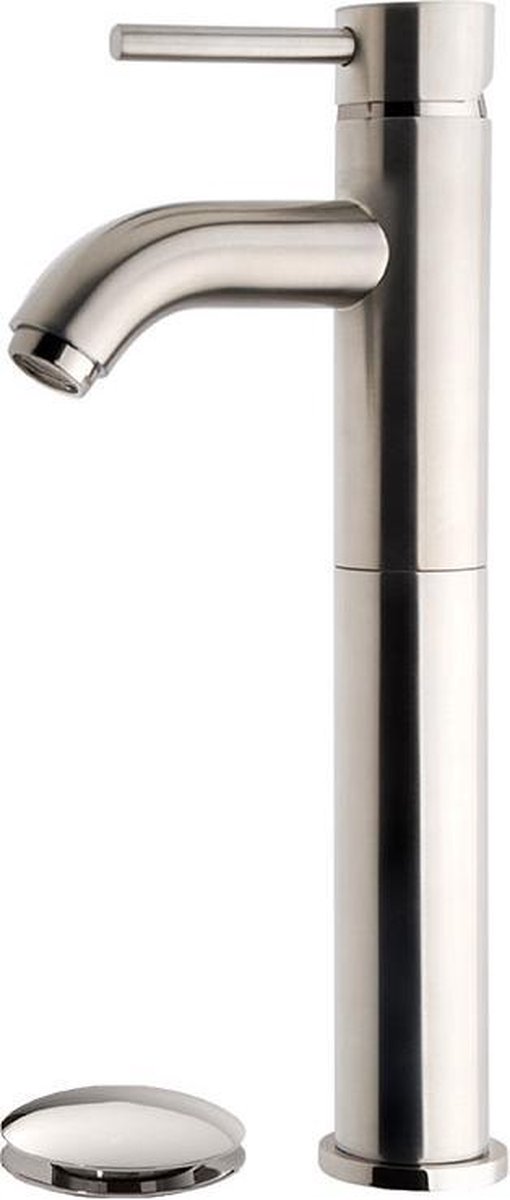 Wiesbaden Cadans wastafelmengkraan hoog model met klikwaste geborsteld staal 29.4105