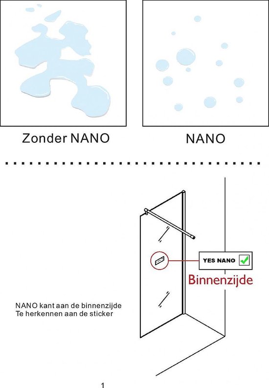Xellanz Eco inloopdouche 80x200cm 8mm glas met Nano coating 20.4050
