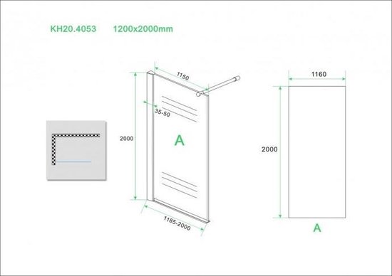 Xellanz Eco inloopdouche 120x200cm 8mm glas met Nano coating 20.4053