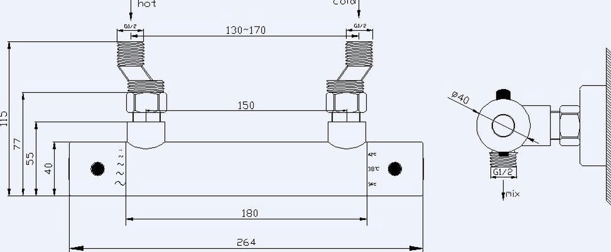 Xellanz Rio thermostatische douchekraan chroom 29.3921