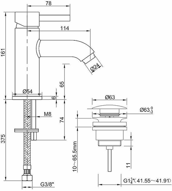 Wiesbaden Cadans wastafelmengkraan met klikwaste chroom 29.4102
