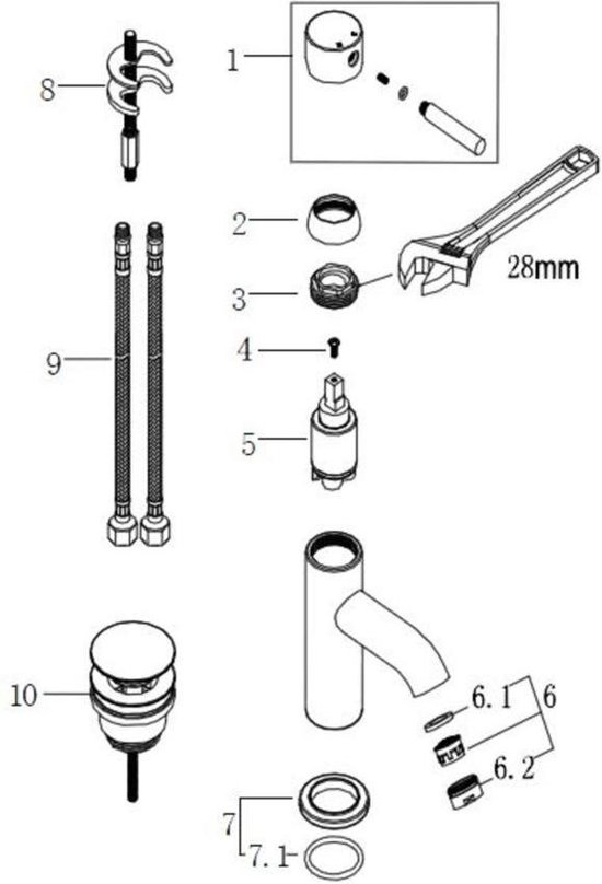 Wiesbaden Cadans wastafelmengkraan met klikwaste chroom 29.4102