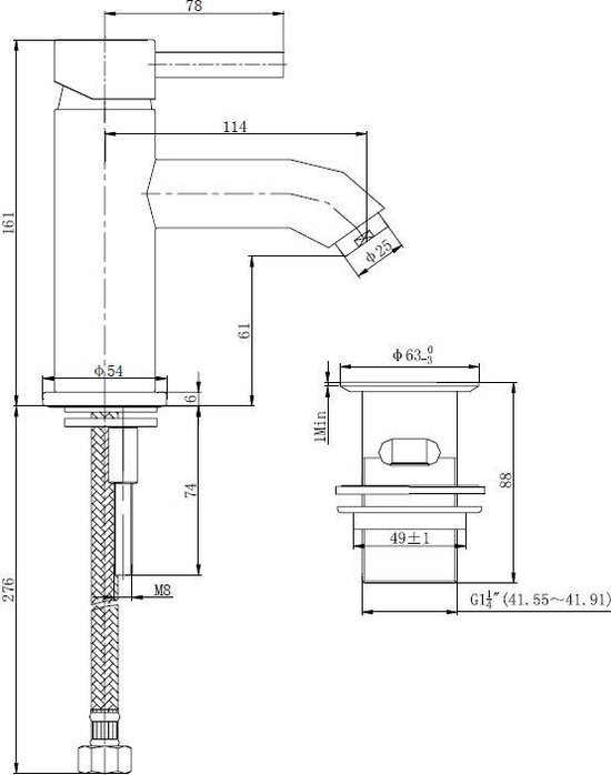 Wiesbaden Cadans wastafelmengkraan met klikwaste chroom 29.4102