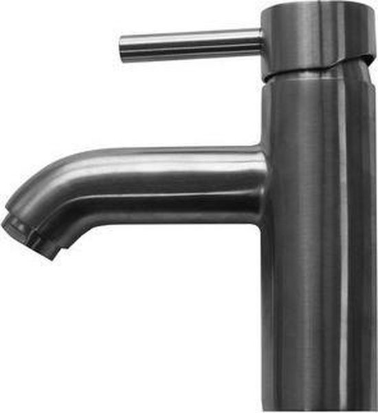 Wiesbaden Cadans wastafelmengkraan laag model met klikwaste geborsteld staal 29.4103