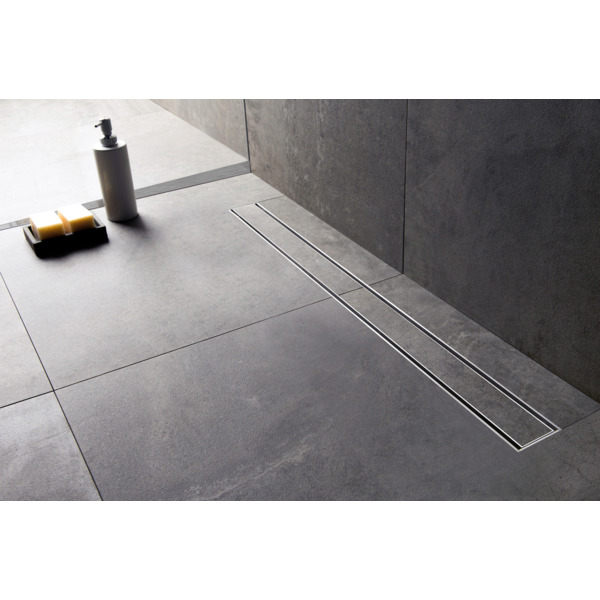 Easy drain Compact 50 TAF douchegoot enkele plaat 200cm met zero/tegel design rooster RVS EDCOMTAF200050 - Silver