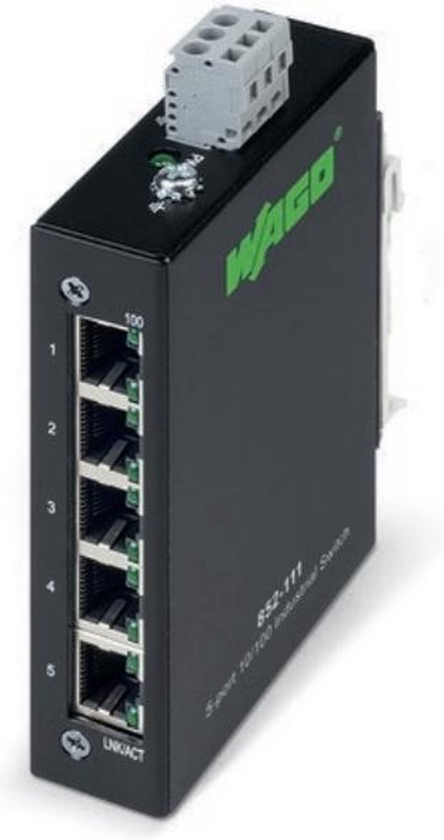 Wago 852-111 Fast Ethernet (10/100) netwerk-switch - Zwart