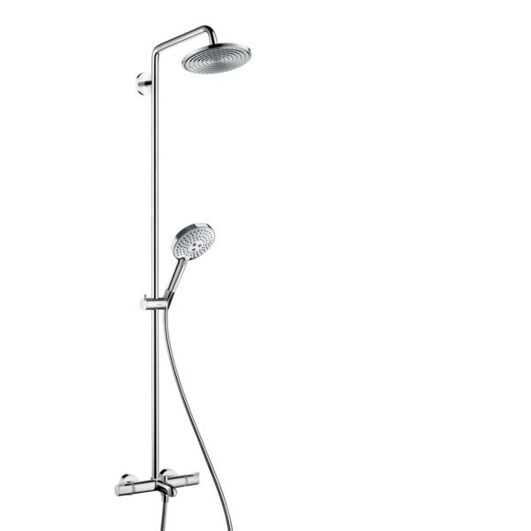 Hansgrohe Raindance Select 240 AIR Showerpipe: met badkraan thermostatisch met Raindance S AIR hoofddouche met 3jet handdouche chroom 27117000